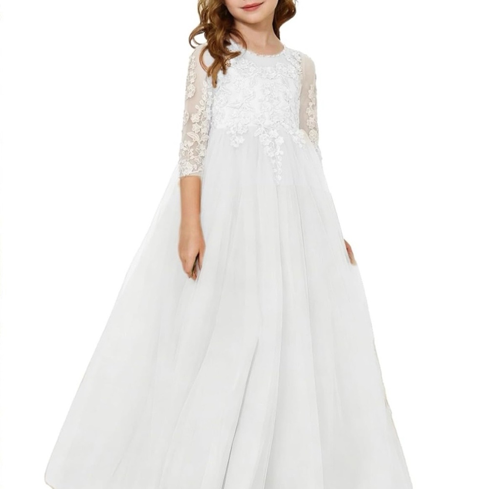 Elegant White Lace Kids Dress